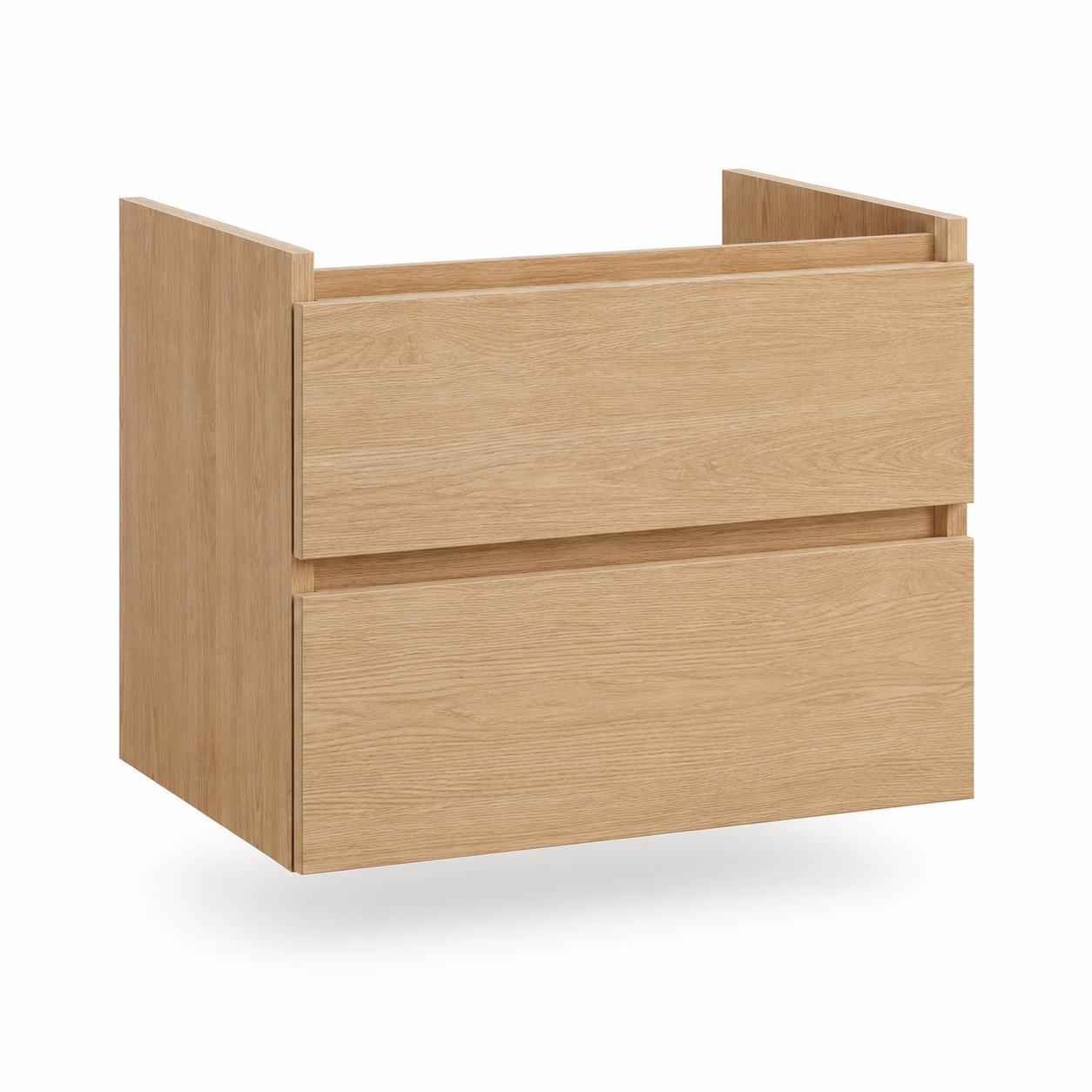 Meuble sous-vasque suspendu chêne clair 60x45x55 cm à deux tiroirs