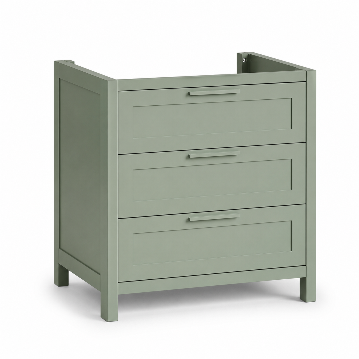Meuble sous-vasque vert sauge 80x46x55 cm à trois tiroirs