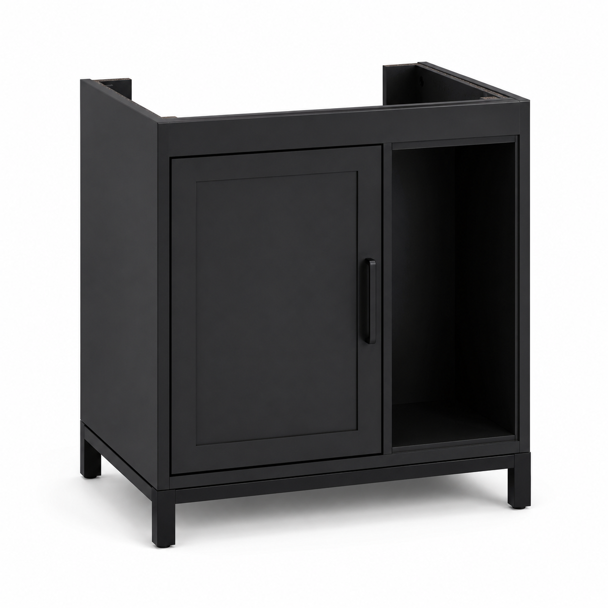 Meuble sous-vasque noir mat 60x42x58 cm avec niche ouverte