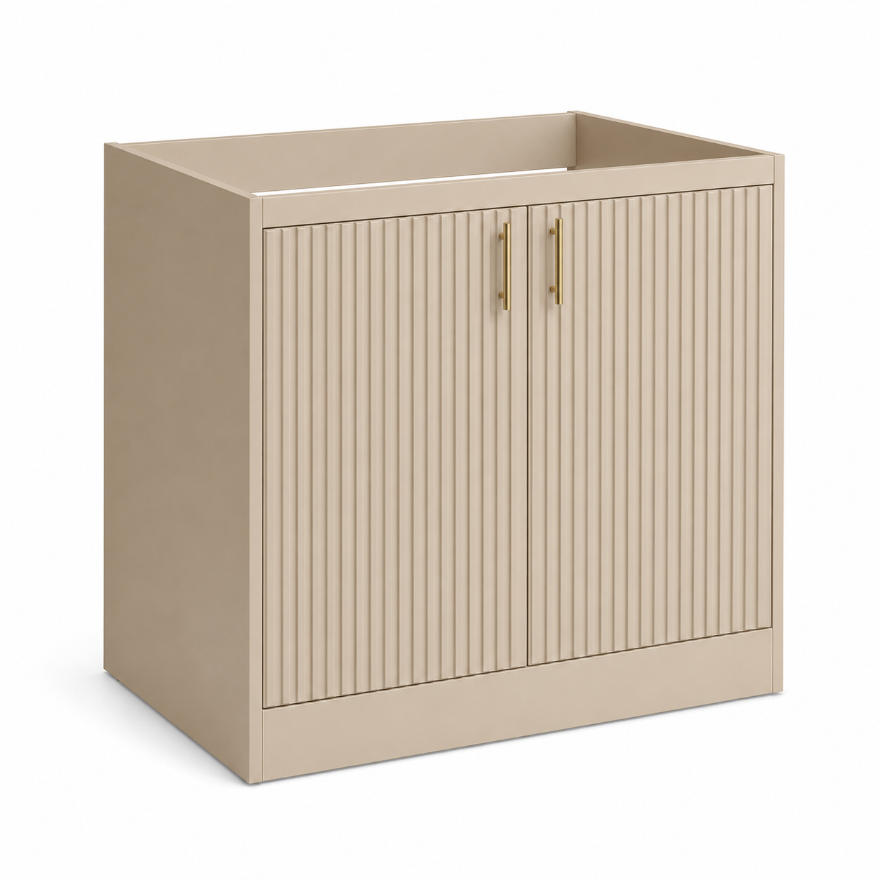 Meuble sous-vasque beige sable 80x45x60 cm avec portes cannelées