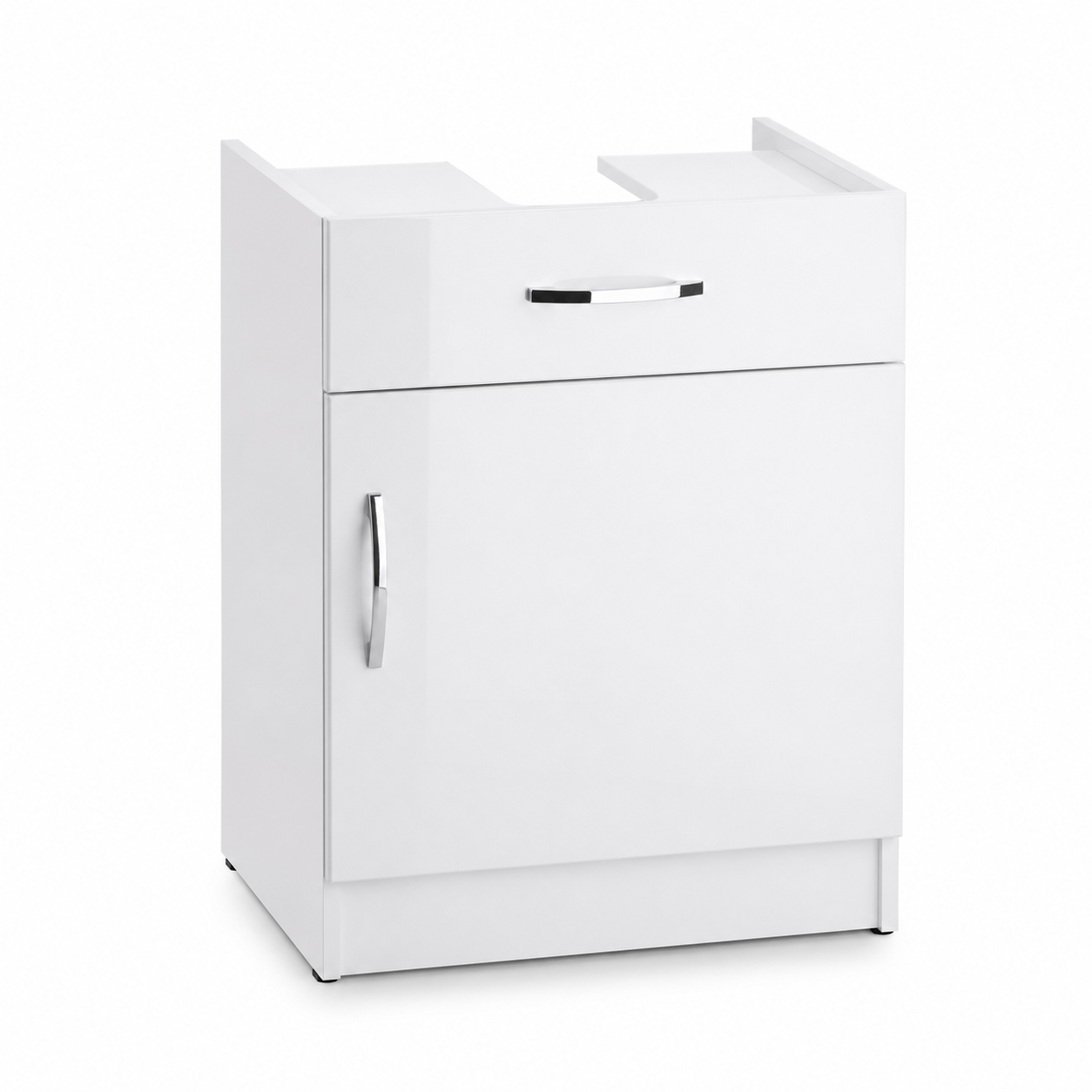 Meuble sous-vasque blanc brillant 70x44x58 cm avec porte et tiroir