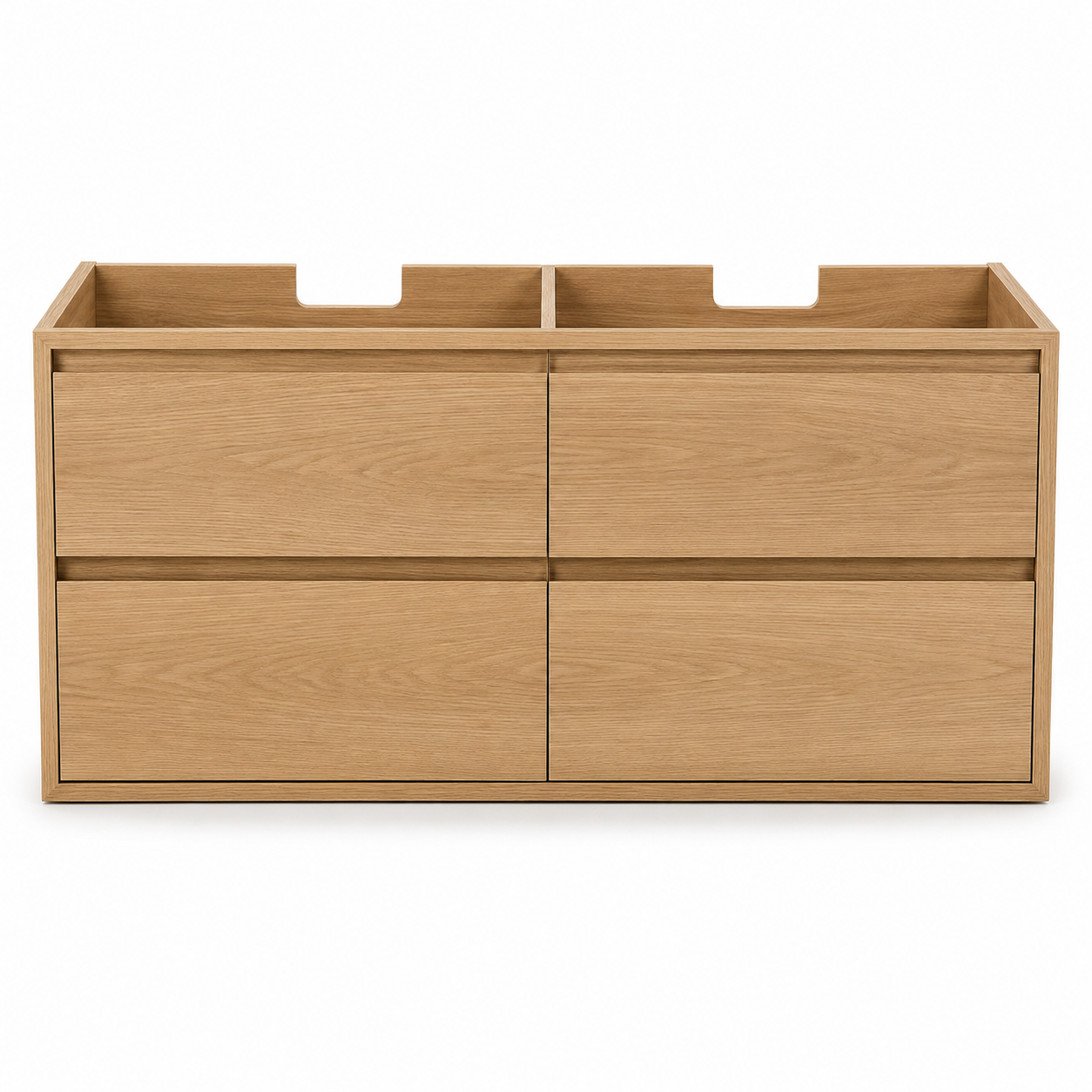 Meuble sous-vasque chêne naturel 120x48x55 cm à quatre tiroirs