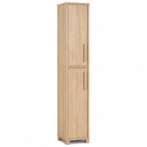 Colonne de salle de bains chêne clair 35x32x180 cm à deux portes