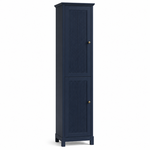 Colonne de salle de bains bleu nuit 40x35x170 cm à portes cannelées