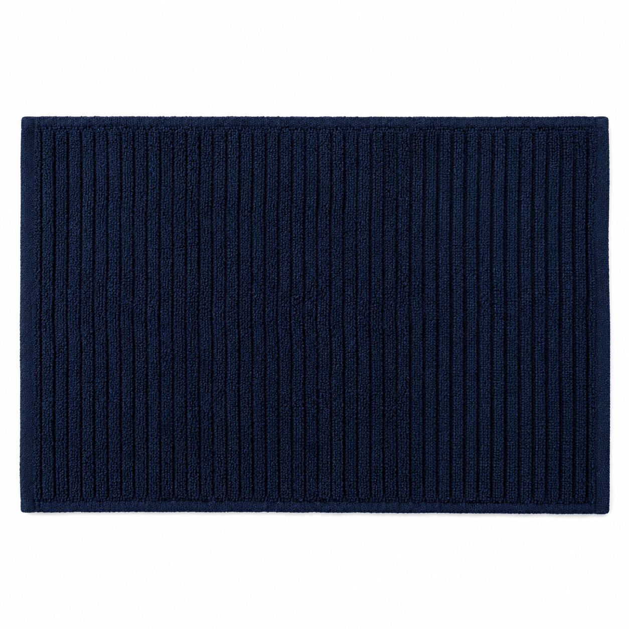 Tapis de bain bleu nuit 60x100 cm texture côtelée