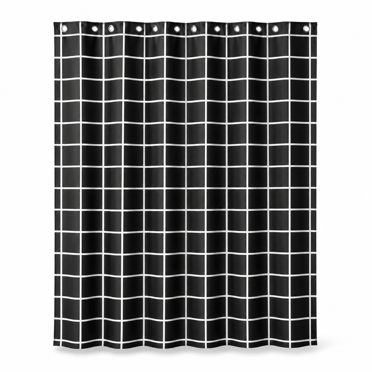 Rideau de douche blanc et noir 180x200 cm motif quadrillé